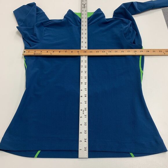 Nike Golf Dri Fit Top Womens Medium Blue Green Snap Button Collar Long Sleeve - Picture 6 of 11